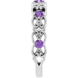 Round Amethyst & Diamond Stackable Ring in Gold and Platinum