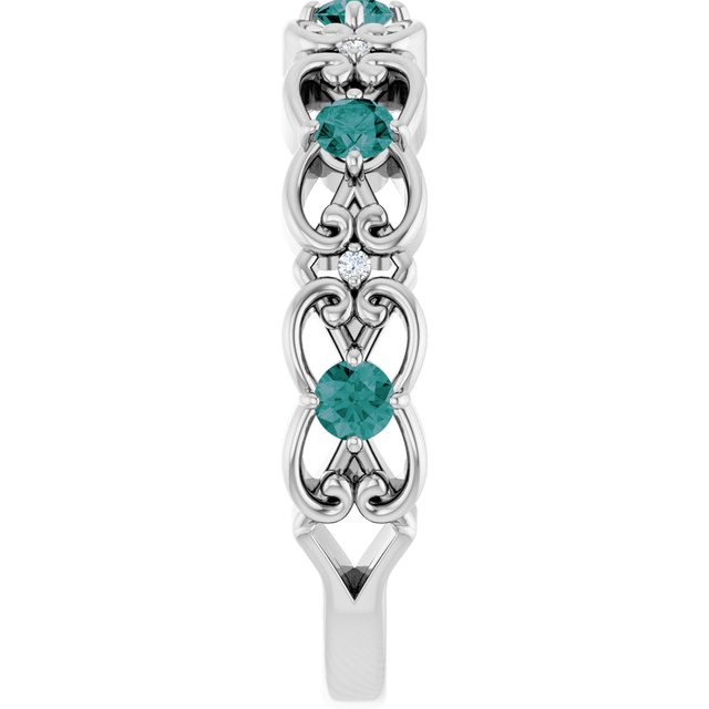 Round Alexandrite & Diamond Stackable Ring in Gold and Platinum