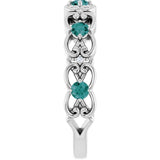 Round Alexandrite & Diamond Stackable Ring in Gold and Platinum