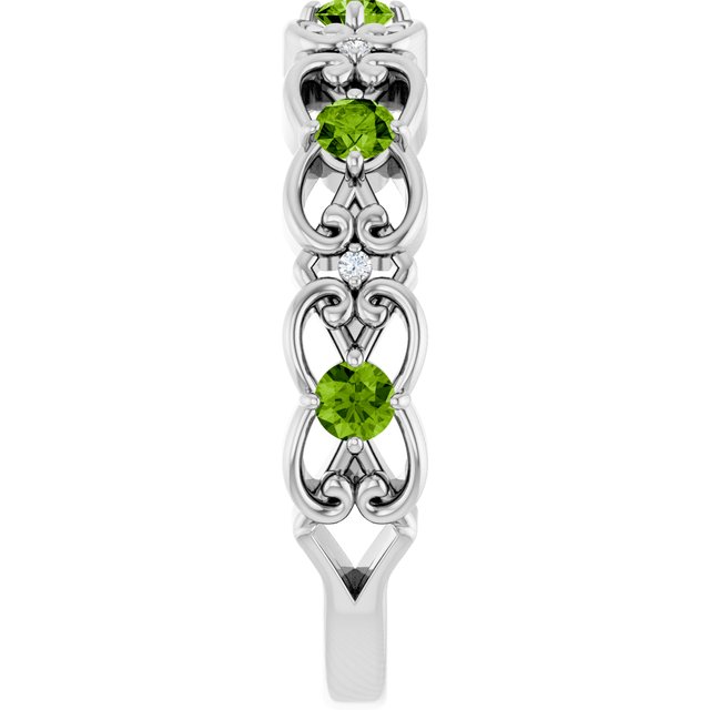 Round Peridot & Diamond Stackable Ring in Gold and Platinum