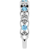 Round Aquamarine & Diamond Stackable Ring in Gold and Platinum
