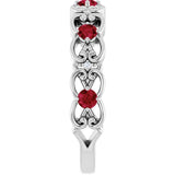 Round Lab-Grown Ruby & Diamond Stackable Ring in Gold and Platinum