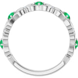 Round Emerald & Diamond Stackable Ring in Gold and Platinum