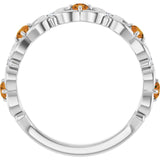 Round Citrine & Diamond Stackable Ring in Gold and Platinum