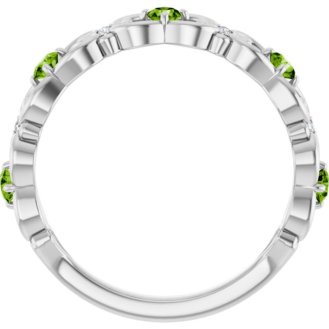 Round Peridot & Diamond Stackable Ring in Gold and Platinum