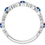 Round Blue Sapphire & Diamond Stackable Ring in Gold and Platinum