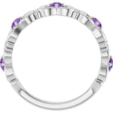 Round Amethyst & Diamond Stackable Ring in Gold and Platinum