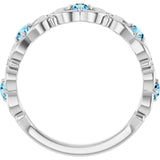 Round Aquamarine & Diamond Stackable Ring in Gold and Platinum