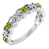 Round Peridot & Diamond Stackable Ring in Gold and Platinum