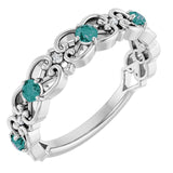 Round Alexandrite & Diamond Stackable Ring in Gold and Platinum