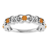 Round Citrine & Diamond Stackable Ring in Gold and Platinum