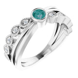 Round Alexandrite & Diamond Accented Ring in Gold and Platinum