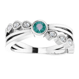 Round Alexandrite & Diamond Accented Ring in Gold and Platinum