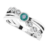 Round Alexandrite & Diamond Accented Ring in Gold and Platinum