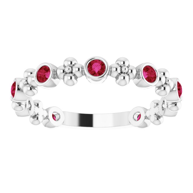 Round Lab-Grown Ruby Stackable Ring in Gold and Platinum