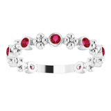 Round Lab-Grown Ruby Stackable Ring in Gold and Platinum