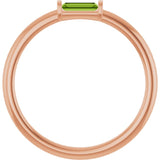 Straight Baguette Peridot Stackable Ring in Gold and Platinum