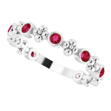 Round Lab-Grown Ruby Stackable Ring in Gold and Platinum
