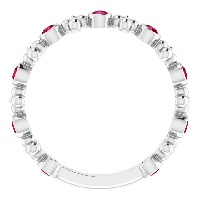 Round Lab-Grown Ruby Stackable Ring in Gold and Platinum