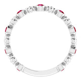 Round Lab-Grown Ruby Stackable Ring in Gold and Platinum