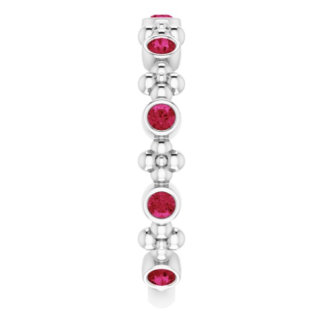 Round Lab-Grown Ruby Stackable Ring in Gold and Platinum