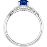 Round Lab-Grown Blue Sapphire & Diamond Ring in Gold and Platinum