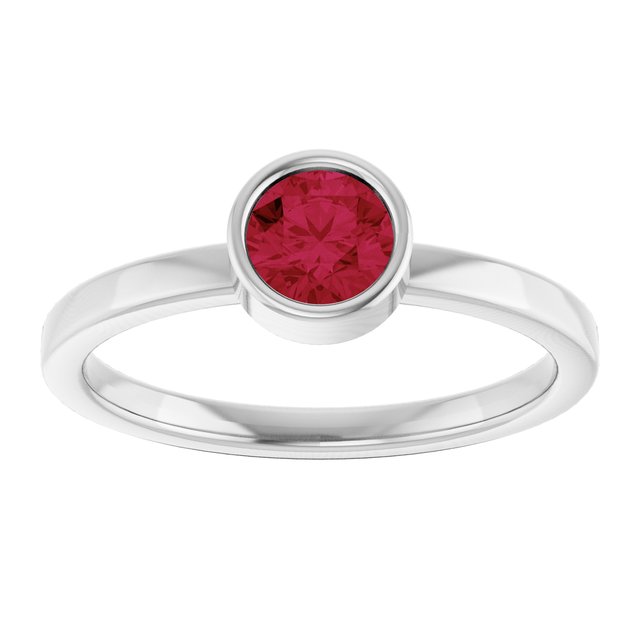 Round Ruby Solitaire Ring in Gold and Platinum