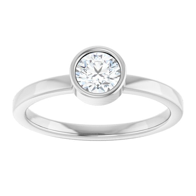Round White Sapphire Solitaire Ring in Gold