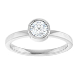 Round White Sapphire Solitaire Ring in Gold