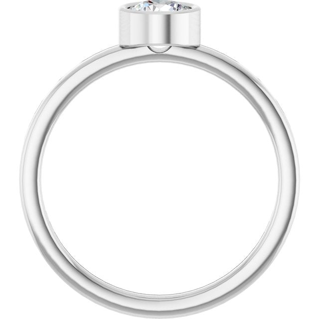 Round White Sapphire Solitaire Ring in Gold