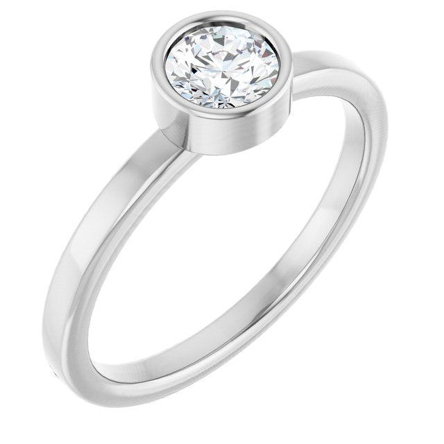 Round White Sapphire Solitaire Ring in Gold