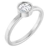 Round White Sapphire Solitaire Ring in Gold