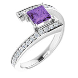 Square Amethyst & Diamond Accented Ring in Gold and Platinum