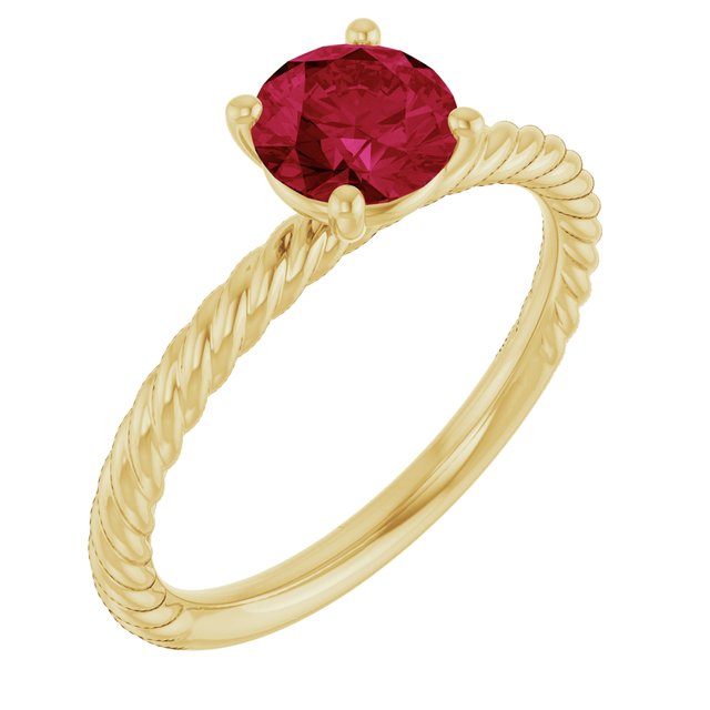 Round Lab-Grown Ruby Solitaire Ring in Gold