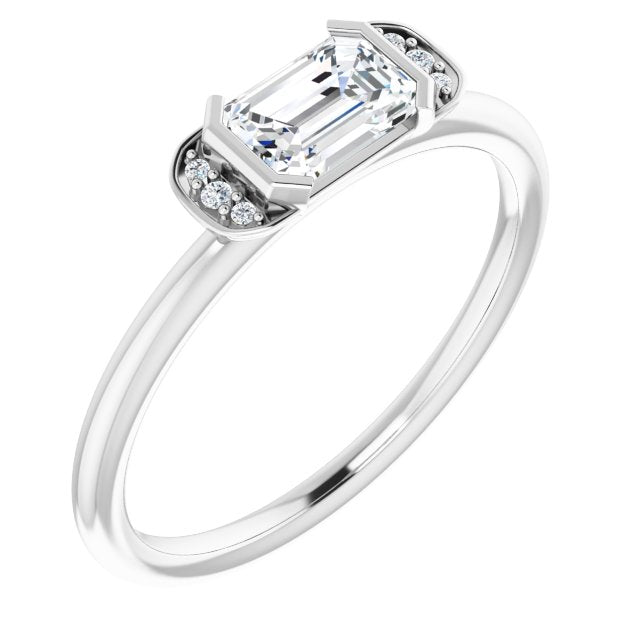 Emerald White Sapphire & Diamond Ring in Gold and Platinum