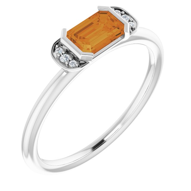 Emerald Citrine & Diamond Stackable Ring in Gold and Platinum