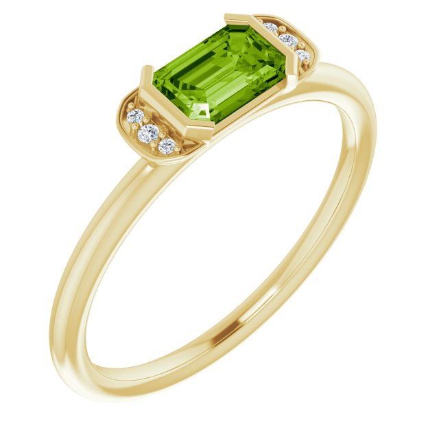 Emerald Peridot & Diamond Stackable Ring in Gold and Platinum