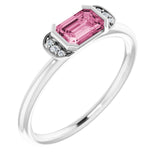Emerald Pink Tourmaline & Diamond Ring in Gold and Platinum