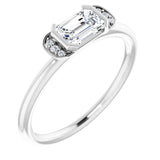 Emerald White Sapphire & Diamond Ring in Gold and Platinum