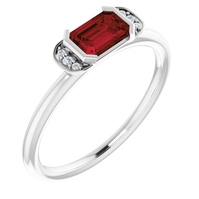 Emerald Mozambique Garnet & Diamond Ring in Gold and Platinum