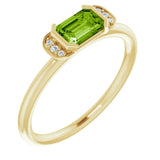 Emerald Peridot & Diamond Stackable Ring in Gold and Platinum