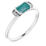 Emerald Lab-Grown Alexandrite & Diamond Ring in Gold and Platinum