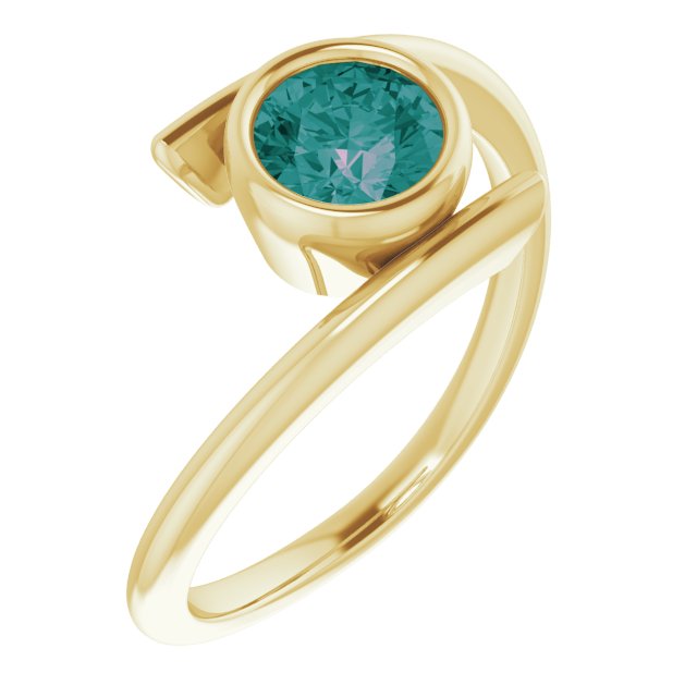 Round Lab-Grown Alexandrite Solitaire Ring in Gold and Platinum