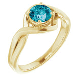 Round London Blue Topaz Solitaire Ring in Yellow Gold