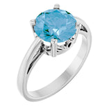 Round Swiss Blue Topaz Solitaire Ring in Gold