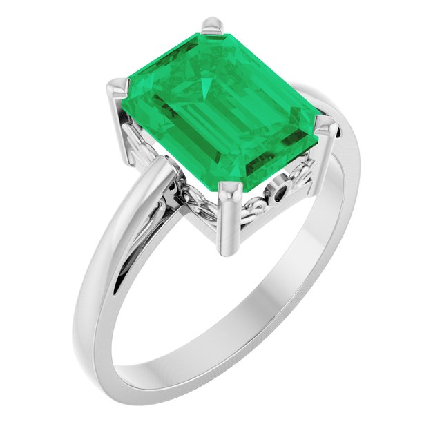 Emerald Lab-Grown Emerald Solitaire Ring in Gold