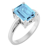 Emerald Aquamarine Solitaire Ring in Gold