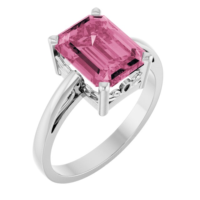 Emerald Pink Tourmaline Solitaire Ring in Gold