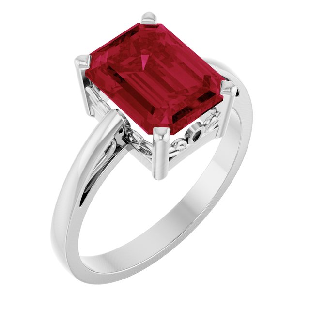 Emerald Lab-Grown Ruby Solitaire Ring in Gold