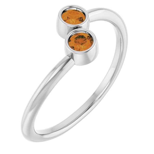 Round Citrine Two Stone Ring in Gold